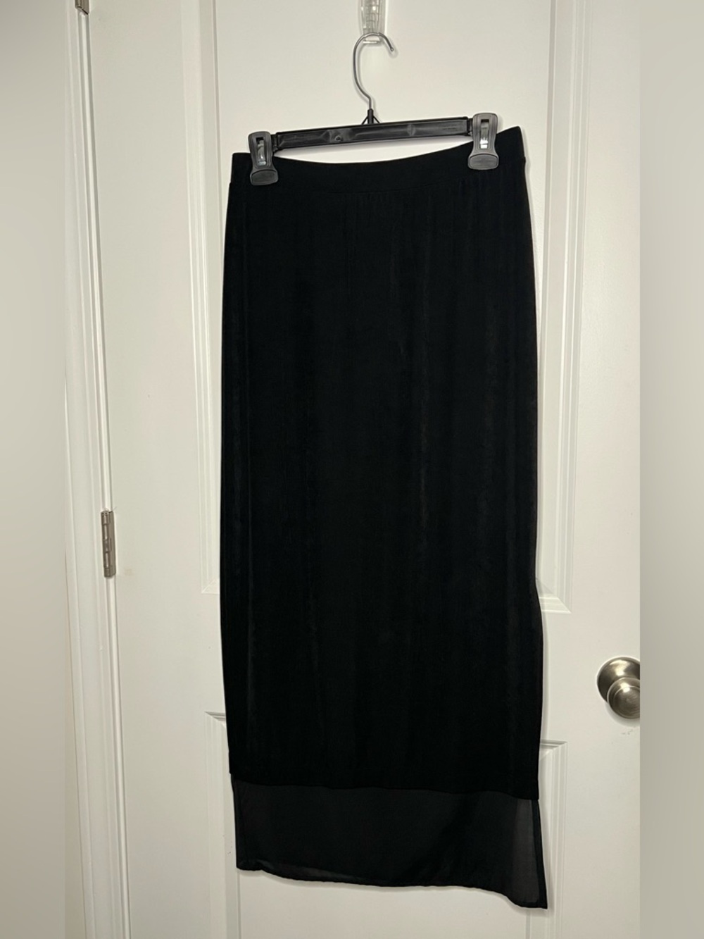 CHICOS Slinky Skirt Black Maxi Pull On Elastic Waist Sz 0 US 4/6 Career